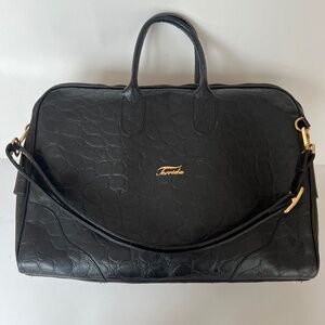 Ferrida Black Large Croc-Embossed genuine leather Satchel / Tote Bag Italy